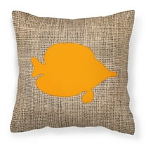 Carolines Treasures BB1023-BL-OR-PW1818 Fish - Tang Fish Burlap and Orange   Canvas Fabric Decorative Pillow BB1023 18H