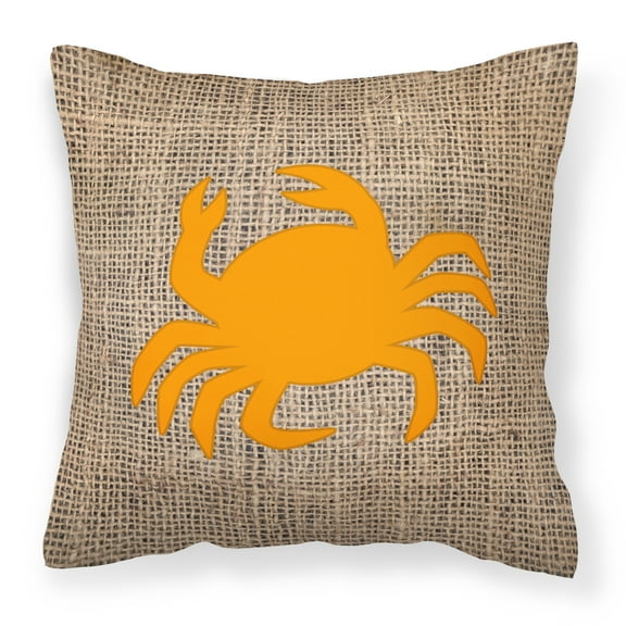 Carolines Treasures BB1024-BL-OR-PW1818 Crab Burlap and Orange Canvas Fabric Decorative Pillow BB1024 18H x18W
