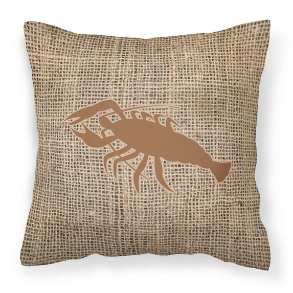 Carolines Treasures BB1028-BL-BN-PW1818 Lobster Burlap and Brown Canvas Fabric Decorative Pillow BB1028 18H x18W