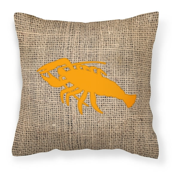 Carolines Treasures BB1028-BL-OR-PW1414 Lobster Burlap and Orange   Canvas Fabric Decorative Pillow BB1028 14Hx14W