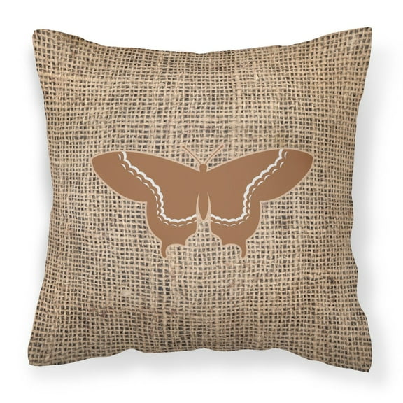 Carolines Treasures BB1030-BL-BN-PW1818 Butterfly Burlap and Brown   Canvas Fabric Decorative Pillow BB1030 18H x18W