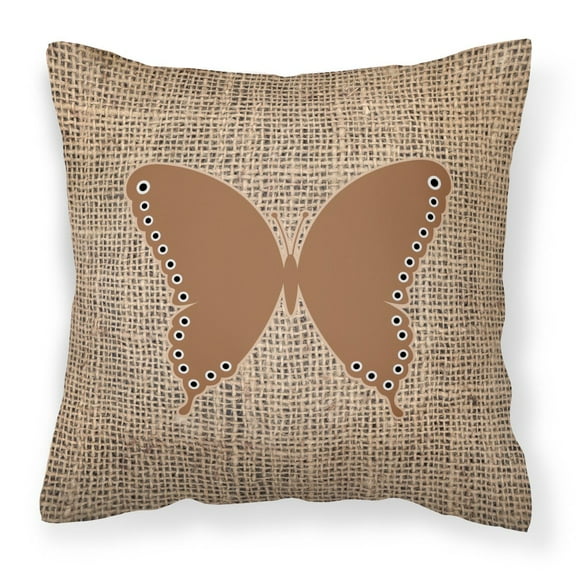 Carolines Treasures BB1036-BL-BN-PW1414 Butterfly Burlap and Brown Canvas Fabric Decorative Pillow BB1036 14Hx14W