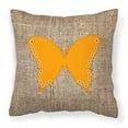 thumbnail image 1 of Carolines Treasures BB1036-BL-OR-PW1818 Butterfly Burlap and Orange   Canvas Fabric Decorative Pillow BB1036 18H x18W, 1 of 2