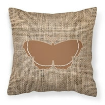 Carolines Treasures BB1037-BL-BN-PW1414 Butterfly Burlap and Brown   Canvas Fabric Decorative Pillow BB1037 14Hx14W