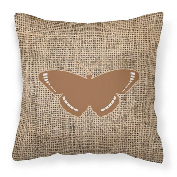 Carolines Treasures BB1038-BL-BN-PW1818 Butterfly Burlap and Brown   Canvas Fabric Decorative Pillow BB1038 18H x18W
