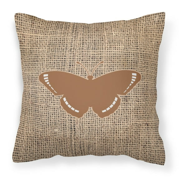 Carolines Treasures BB1038-BL-BN-PW1818 Butterfly Burlap and Brown Canvas Fabric Decorative Pillow BB1038 18H x18W