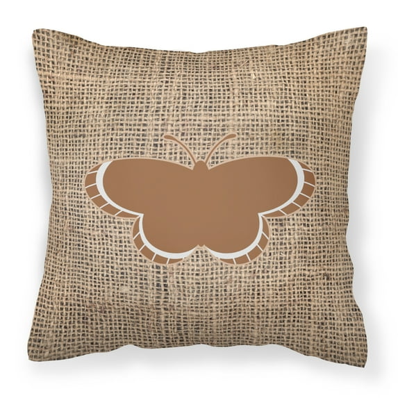 Carolines Treasures BB1039-BL-BN-PW1414 Butterfly Burlap and Brown Canvas Fabric Decorative Pillow BB1039 14Hx14W