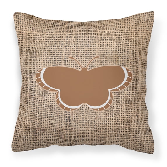Carolines Treasures BB1039-BL-BN-PW1818 Butterfly Burlap and Brown Canvas Fabric Decorative Pillow BB1039 18H x18W