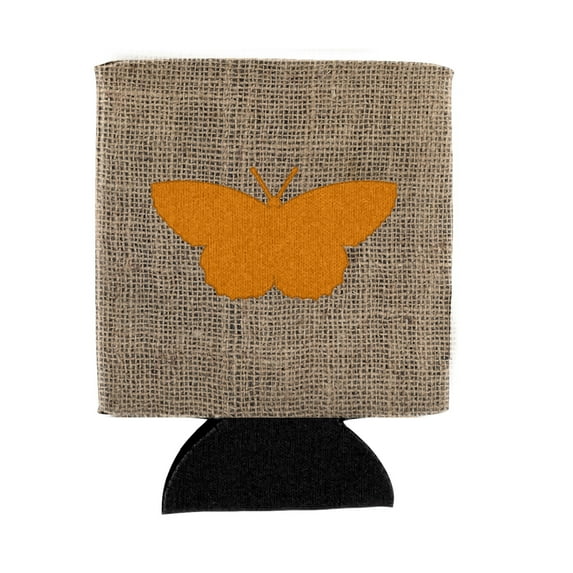 Carolines Treasures BB1041-BL-OR-CC Butterfly Burlap and Orange Can or Bottle Hugger