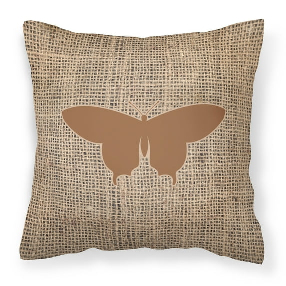 Carolines Treasures BB1042-BL-BN-PW1414 Butterfly Burlap and Brown Canvas Fabric Decorative Pillow BB1042, 14Hx14W,