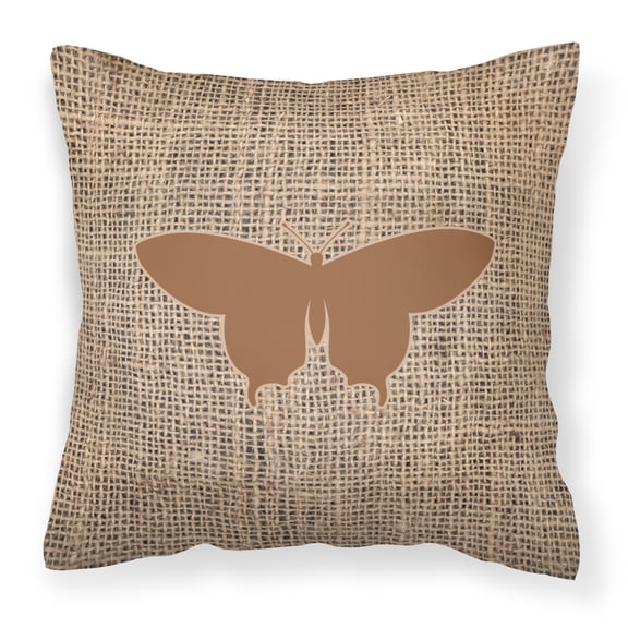 Carolines Treasures BB1042-BL-BN-PW1414 Butterfly Burlap and Brown Canvas Fabric Decorative Pillow BB1042, 14Hx14W,