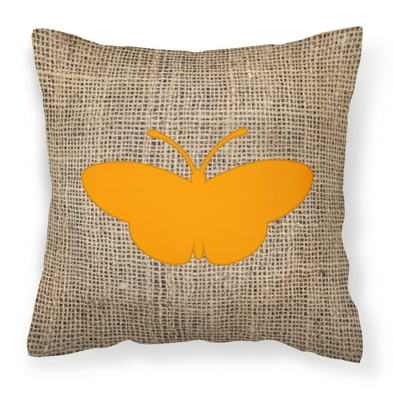 Carolines Treasures BB1043-BL-OR-PW1818 Butterfly Burlap and Orange Canvas Fabric Decorative Pillow BB1043 18H x18W