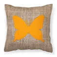 thumbnail image 1 of Carolines Treasures BB1046-BL-OR-PW1818 Butterfly Burlap and Orange   Canvas Fabric Decorative Pillow BB1046 18H x18W, 1 of 2