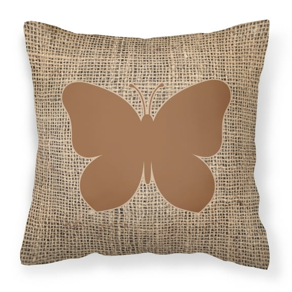 Carolines Treasures BB1047-BL-BN-PW1414 Butterfly Burlap and Brown   Canvas Fabric Decorative Pillow BB1047 14Hx14W