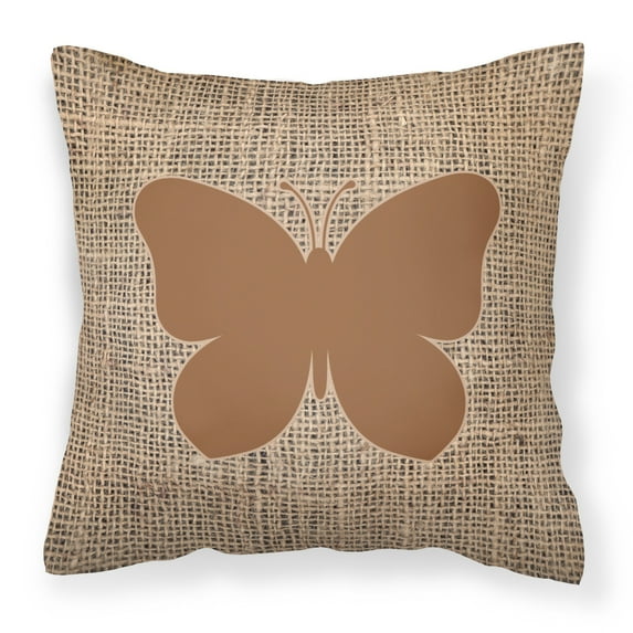Carolines Treasures BB1047-BL-BN-PW1818 Butterfly Burlap and Brown Canvas Fabric Decorative Pillow BB1047 18H x18W