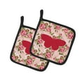 thumbnail image 1 of Butterfly Shabby Chic Pink Roses Pair of Pot Holders, 1 of 3