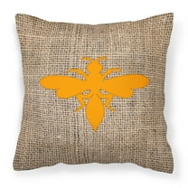 Carolines Treasures BB1054-BL-OR-PW1414 Wasp Burlap and Orange   Canvas Fabric Decorative Pillow BB1054 14Hx14W