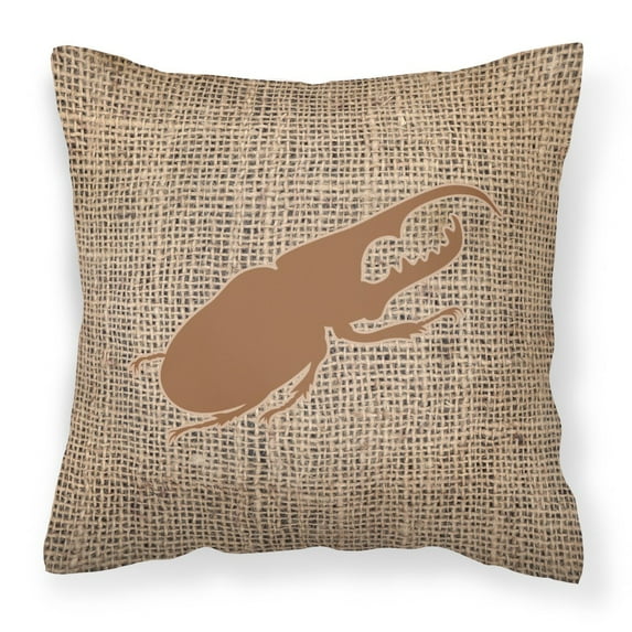 Carolines Treasures BB1056-BL-BN-PW1414 Beetle Burlap and Brown Canvas Fabric Decorative Pillow BB1056 14Hx14W