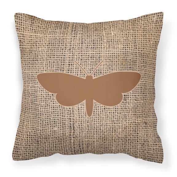 Carolines Treasures BB1059-BL-BN-PW1414 Moth Burlap and Brown   Canvas Fabric Decorative Pillow BB1059 14Hx14W