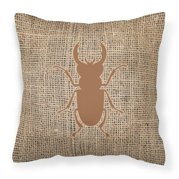 Carolines Treasures BB1063-BL-BN-PW1414 Beetle Burlap and Brown   Canvas Fabric Decorative Pillow BB1063 14Hx14W