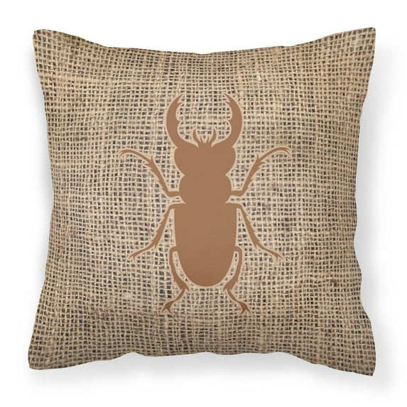 Carolines Treasures BB1063-BL-BN-PW1414 Beetle Burlap and Brown Canvas Fabric Decorative Pillow BB1063 14Hx14W