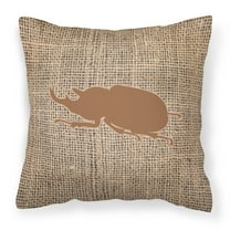Carolines Treasures BB1064-BL-BN-PW1818 Beetle Burlap and Brown   Canvas Fabric Decorative Pillow BB1064 18H x18W