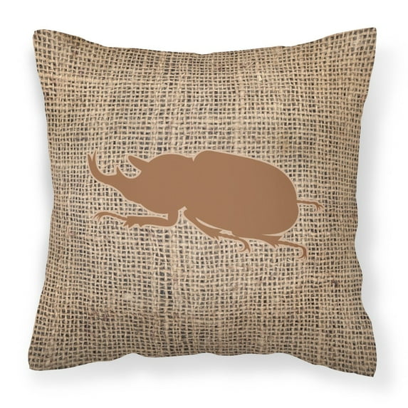 Carolines Treasures BB1064-BL-BN-PW1818 Beetle Burlap and Brown Canvas Fabric Decorative Pillow BB1064 18H x18W
