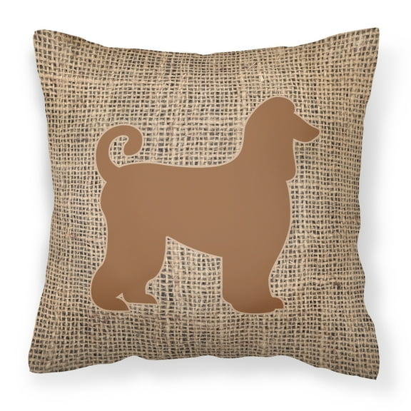 Carolines Treasures BB1066-BL-BN-PW1818 Afghan Hound Burlap and Brown   Canvas Fabric Decorative Pillow BB1066 18H x18W