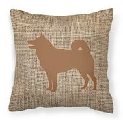 Carolines Treasures BB1067-BL-BN-PW1414 Shiba Inu Burlap and Brown Canvas Fabric Decorative Pillow BB1067 14Hx14W