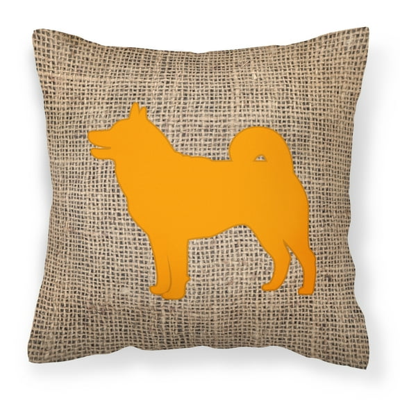 Carolines Treasures BB1067-BL-OR-PW1818 Shiba Inu Burlap and Orange Canvas Fabric Decorative Pillow BB1067 18H x18W
