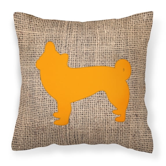 Carolines Treasures BB1068-BL-OR-PW1818 Chihuahua Burlap and Orange Canvas Fabric Decorative Pillow BB1068 18H x18W