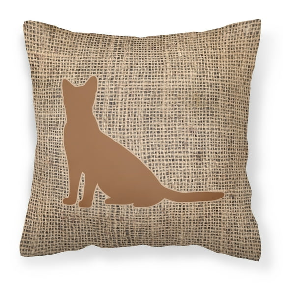 Carolines Treasures BB1071-BL-BN-PW1414 Cat Burlap and Brown   Canvas Fabric Decorative Pillow BB1071 14Hx14W multicolor