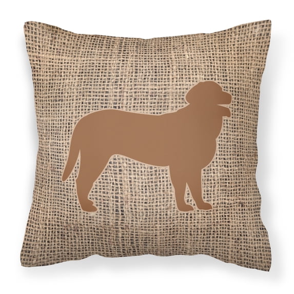 Carolines Treasures BB1074-BL-BN-PW1414 Curly Coated Retriever Burlap and Brown Canvas Fabric Decorative Pillow