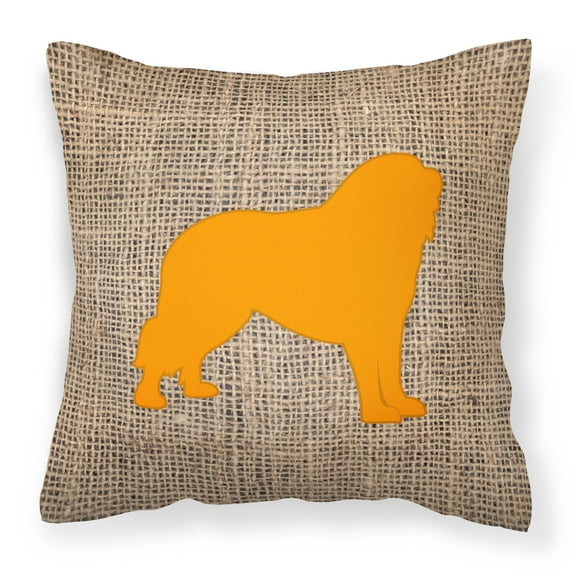Carolines Treasures BB1077-BL-OR-PW1414 Tibetial Mastiff Burlap and Orange Canvas Fabric Decorative Pillow BB1077,