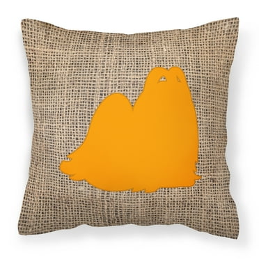 Carolines Treasures BB1079-BL-OR-PW1414 Maltese Burlap and Orange   Canvas Fabric Decorative Pillow BB1079 14Hx14W