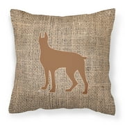 Carolines Treasures BB1081-BL-BN-PW1414 Great Dane Burlap and Brown Canvas Fabric Decorative Pillow BB1081, 14Hx14W,