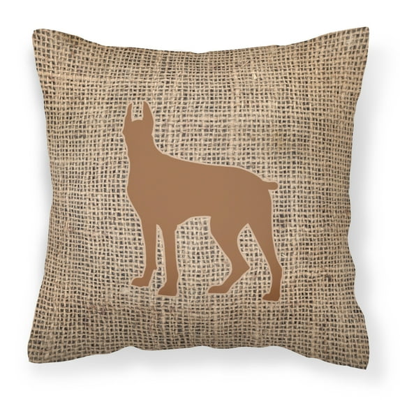 Carolines Treasures BB1081-BL-BN-PW1414 Great Dane Burlap and Brown Canvas Fabric Decorative Pillow BB1081 14Hx14W