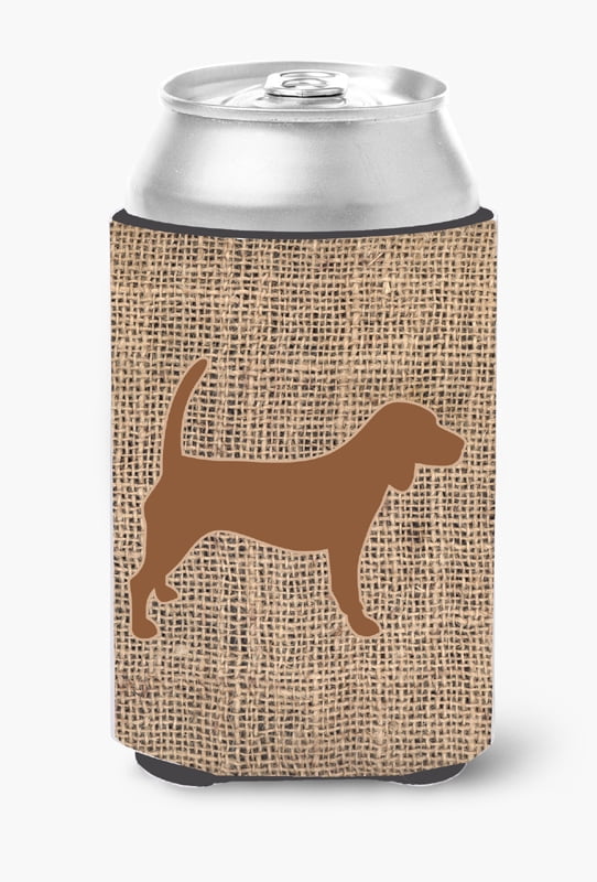 Beagle Burlap and Brown Can or Bottle Beverage Insulator Hugger