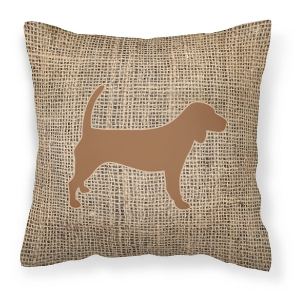 Carolines Treasures BB1087-BL-BN-PW1414 Beagle Burlap and Brown Canvas Fabric Decorative Pillow BB1087, 14Hx14W,
