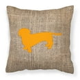 thumbnail image 1 of Carolines Treasures BB1088-BL-OR-PW1818 Dachshund Burlap and Orange   Canvas Fabric Decorative Pillow BB1088 18H x18W, 1 of 2