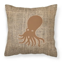 Carolines Treasures BB1098-BL-BN-PW1818 Octopus Burlap and Brown Canvas Fabric Decorative Pillow BB1098 18H x18W