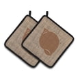 thumbnail image 1 of Carolines Treasures BB1099-BL-BN-PTHD Shell Faux Burlap and Brown Pair of Pot Holders , 7.5HX7.5W, multicolor, 1 of 3