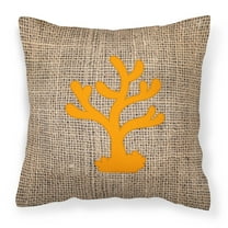 Carolines Treasures BB1101-BL-OR-PW1818 Coral Burlap and Orange   Canvas Fabric Decorative Pillow BB1101 18H x18W