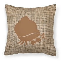 Carolines Treasures BB1102-BL-BN-PW1414 Hermit Crab Burlap and Brown   Canvas Fabric Decorative Pillow BB1102 14Hx14W