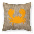 thumbnail image 1 of Carolines Treasures BB1104-BL-OR-PW1414 Crab Burlap and Orange   Canvas Fabric Decorative Pillow BB1104 14Hx14W, 1 of 4