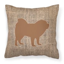 Carolines Treasures BB1106-BL-BN-PW1414 Chow Chow Burlap and Brown   Canvas Fabric Decorative Pillow BB1106 14Hx14W