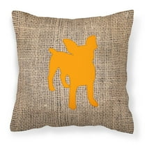 Carolines Treasures BB1108-BL-OR-PW1818 Chihuahua Burlap and Orange   Canvas Fabric Decorative Pillow BB1108 18H x18W