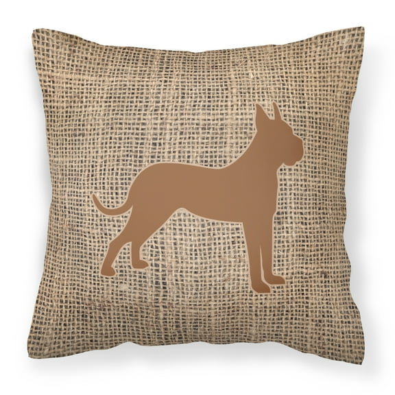 Carolines Treasures BB1109-BL-BN-PW1414 Boxer Burlap and Brown Canvas Fabric Decorative Pillow BB1109 14Hx14W