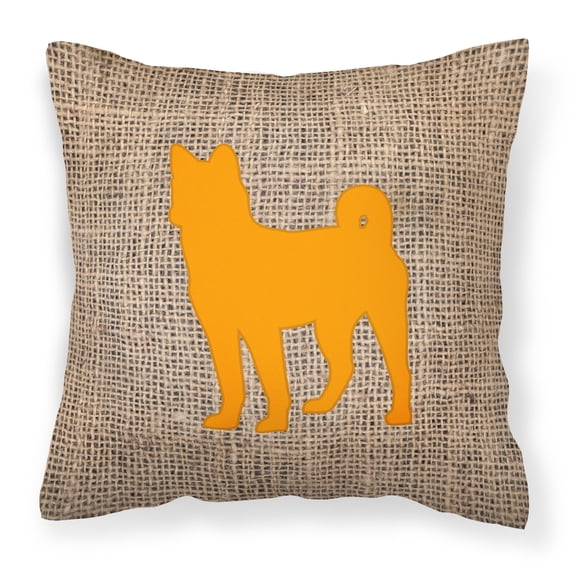 Carolines Treasures BB1110-BL-OR-PW1818 Basenji Burlap and Orange Canvas Fabric Decorative Pillow BB1110 18H x18W