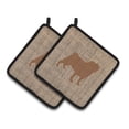 thumbnail image 1 of Carolines Treasures BB1112-BL-BN-PTHD Pug Faux Burlap and Brown Pair of Pot Holders , 7.5HX7.5W, multicolor, 1 of 3